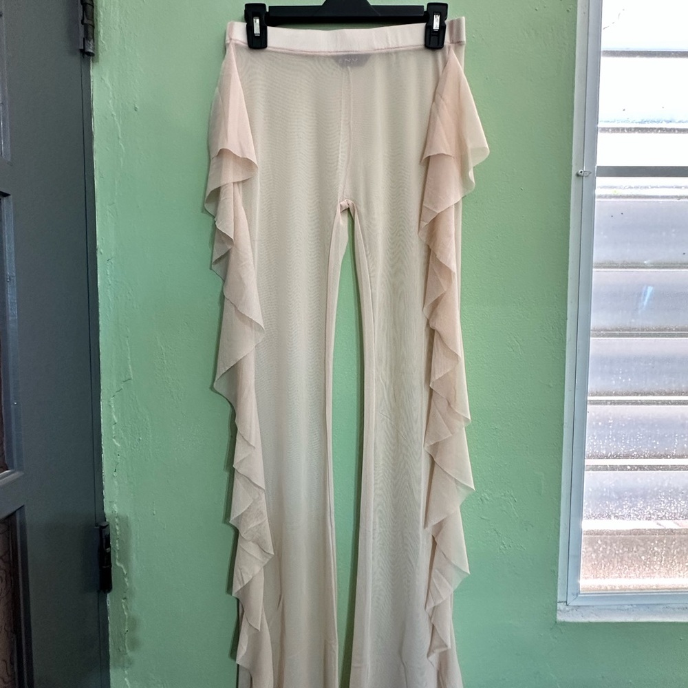 Cream Cover up Ruffle Pants